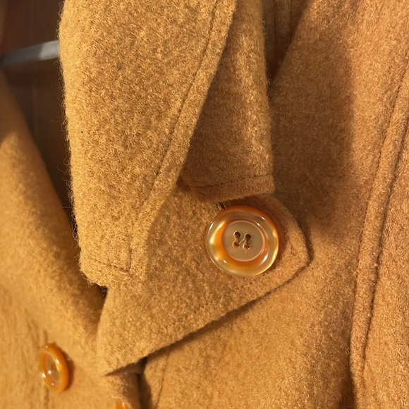 DM New York Vintage Mustard Wool Double Breasted Cropped Wide Sleeve Jacket - Picture 6 of 12